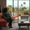 screenshot of HBO's "In Treatment" showing therapist and patient facing each other on chairs with huge windows behind them