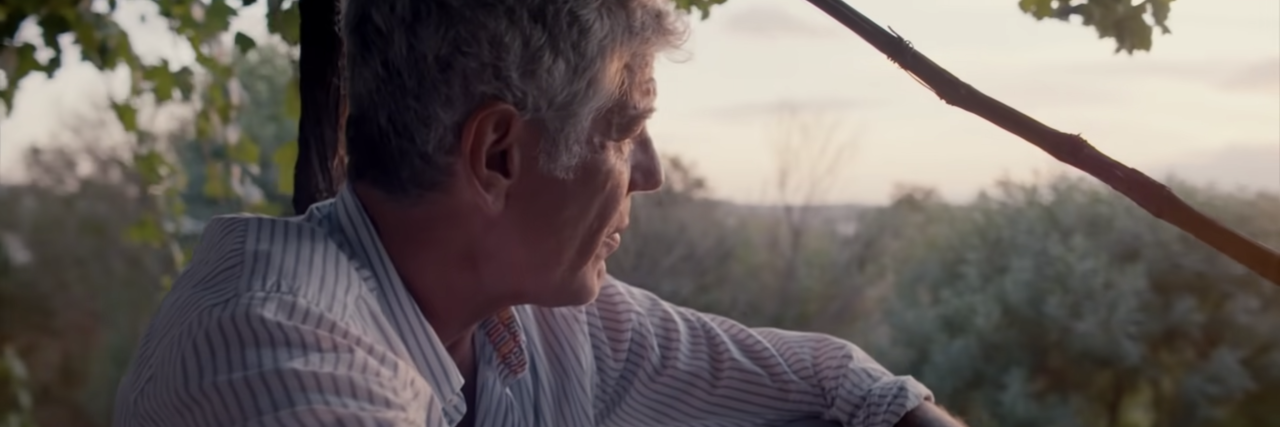 screenshot of Anthony Bourdain watching the sunset