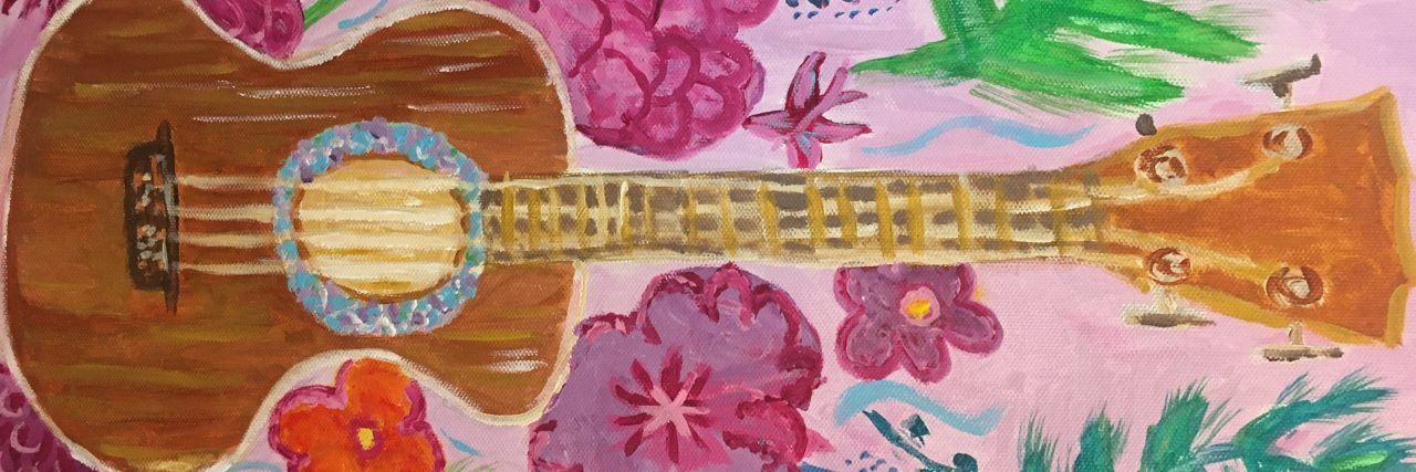 Painting of a ukulele by Susan Montgomery.