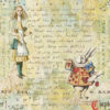 Alice in Wonderland collage with illustrations, Alice and the rabbit.