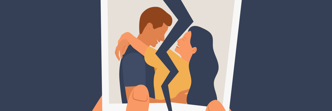 9 Tips to Help You Navigate a Breakup While Chronically Ill Photo of a couple torn in half.