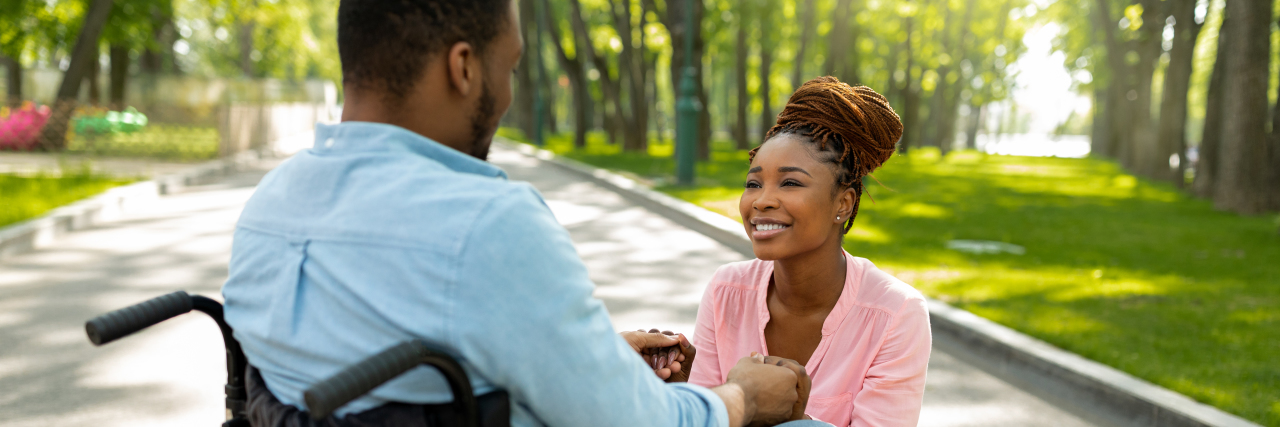 7 Things the Washington Post Missed About Disability and Caregiving Black couple. The husband uses a wheelchair and his wife appears to be able-bodied.