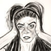Art by Susan -- black-and-white drawing of exasperated woman.
