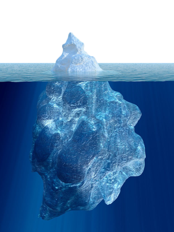 Illustration of underwater iceberg