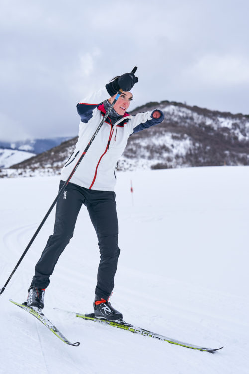 Dani Aravich cross-country skiing.