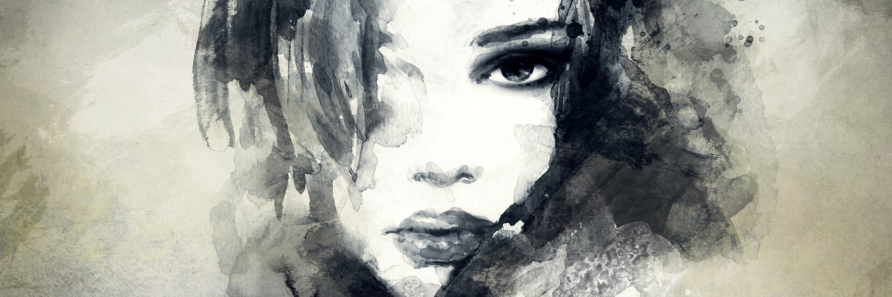 Reflecting on the Trauma That Caused My Suicidal Thoughts Illustration of a young woman's face, shy and scared