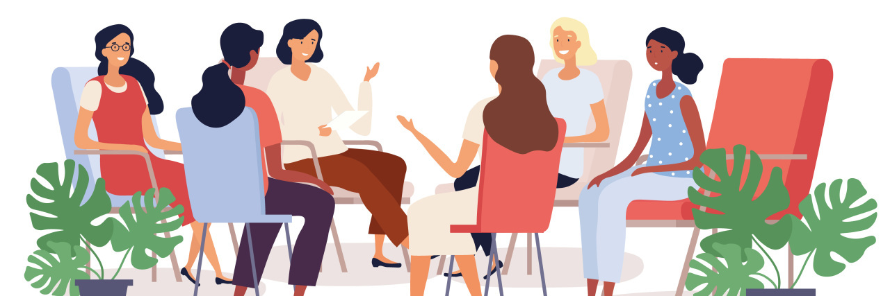 Support This: My Journey With Multiple Sclerosis and Support Groups Diverse people at a support group session.