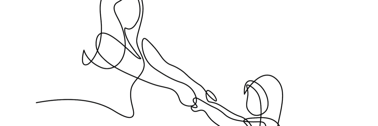 Suicide: We Need to Talk About the 'Unthinkable' Line drawing of mother holding daughter's hands