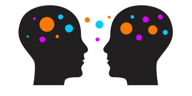 Let's Talk About Dysthymia Vs. Major Depressive Disorder Illustration of two heads facing each other with dots around them