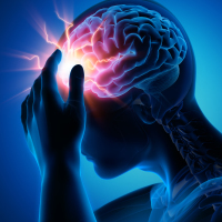 Illustration of person's brain with migraine.