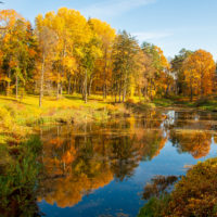 Wonderful autumn landscape with river.