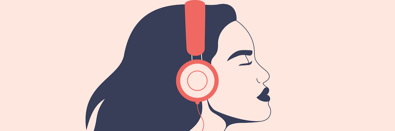 Frozen 2 Song 'Show Yourself' Helps My Borderline Personality Disorder Illustration of confident woman listens to music with headphones.