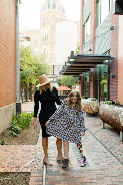 Callie walking with her mom.