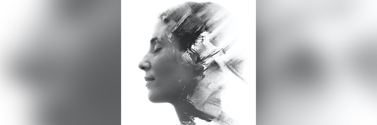 Making New Memories to Reclaim October as a Trauma Survivor Paintography double exposure of woman's profile fading away