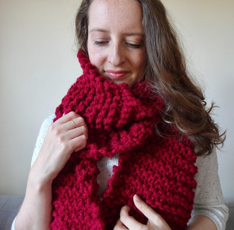 Red scarf.