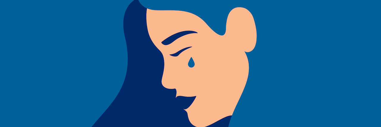 Being Force-Fed for My Eating Disorder Was Dehumanizing Illustration of woman with eyes closed and tear on her face