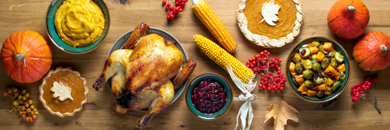 3 Tips for a Less-Stressful Thanksgiving With Rheumatoid Arthritis Thanksgiving dinner food.