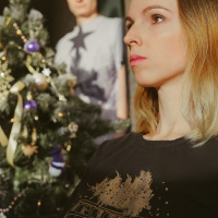 Unhappy woman at Christmas.