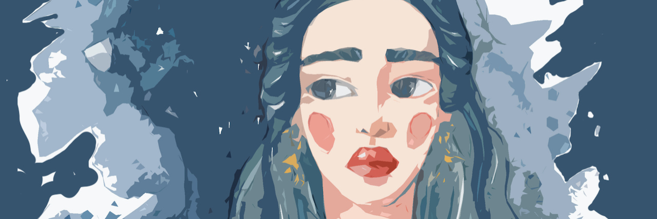 Chronic Illness: Feeling Like You Live a 'Double Life' illustration of a woman with a shadow behind her