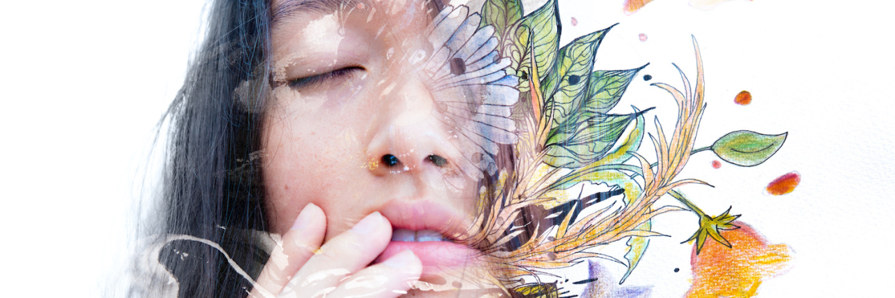 My Laceless Shoes, Manic Episode and Fragility With Bipolar Paintography, double exposure of woman