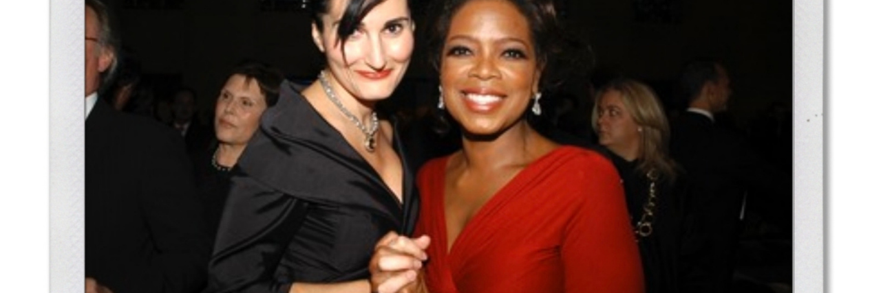 photo of Atoosa Rubenstein, former editor-in-chief of Seventeeen and CosmoGIRL! She is posing hand in hand with Oprah, both smiling for the camera