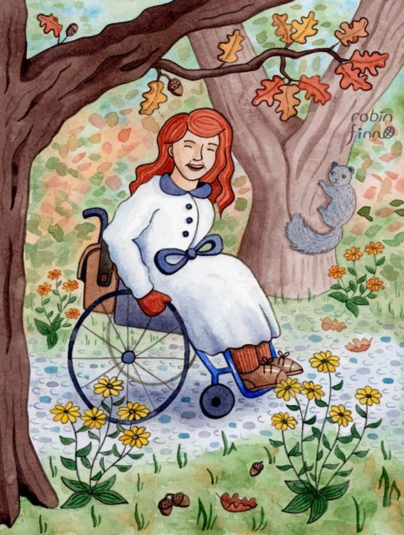 Autumn Roll art featuring a wheelchair user.