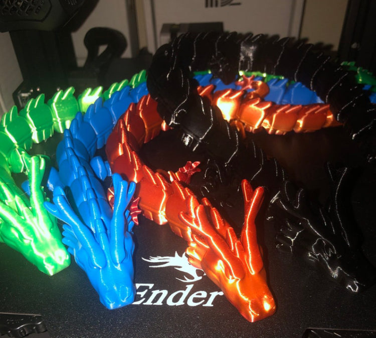 3D-printed fidget dragon for autistic people
