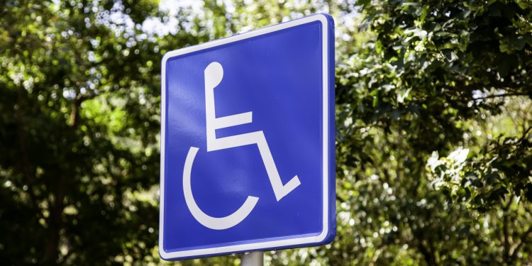 Large blue handicap sign