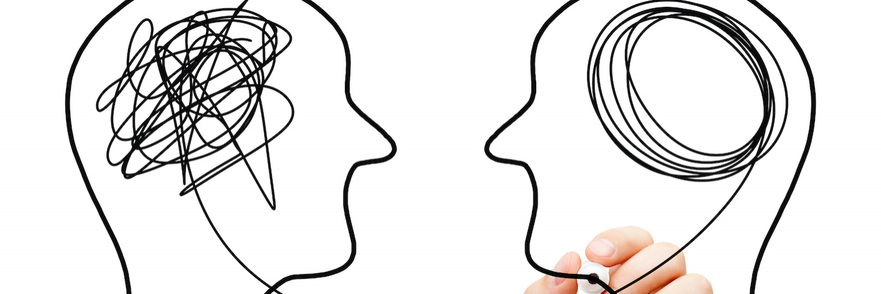 The Media's Portrayal of Therapists Is Problematic Simple line drawing of two face profile's looking at one another, connected by thread