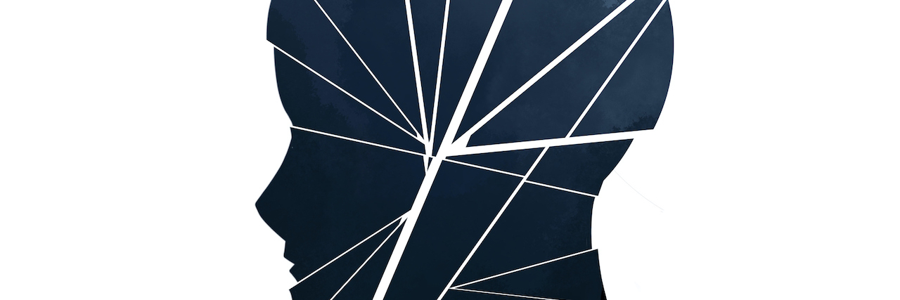 Losing a Part of Myself This Year as Someone With Suicidal Ideation Illustration of human head shattered to pieces