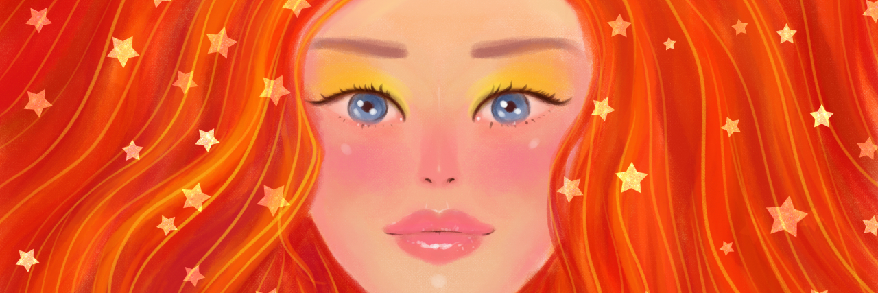 Rethinking 'Normal' as an Adult With Late-Diagnosed ADHD Drawing of a woman with stars in her red hair.