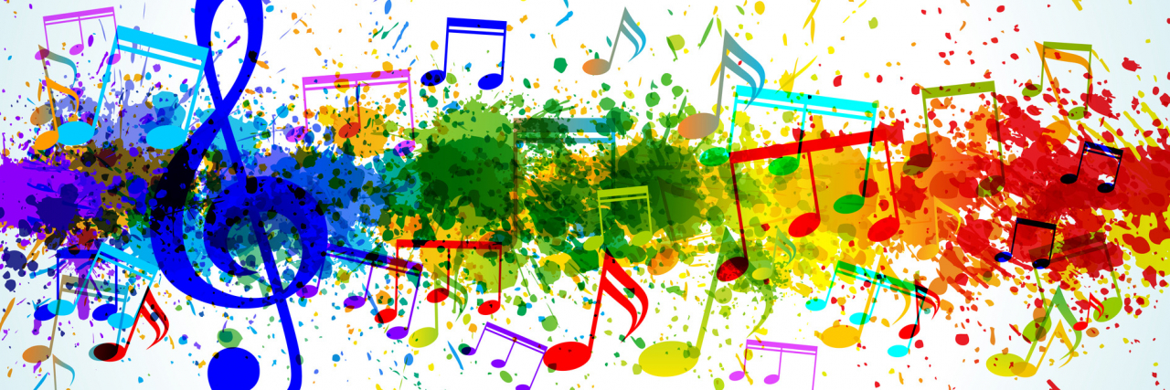 Trauma Recovery: A Poem About the Healing Powers of Music a rainbow streak with music notes