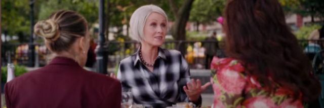 Miranda talking with Carrie and Charlotte in the park in "And Just Like That..."