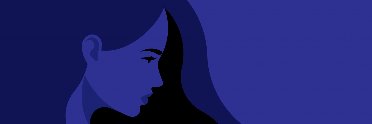 When Caregiving and Abuse Go Together for People With Chronic Pain Drawing of sad young woman in blue background.