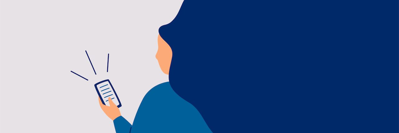 Processing Grief of Celebrity Deaths on Social Media and Mental Health Illustration of woman holding and reading on phone