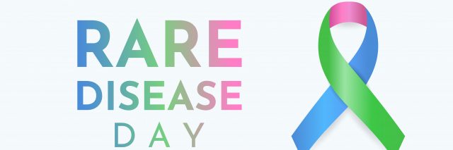 Rare Disease Day banner with ribbon.