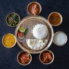 Assortment of Indian food dishes.