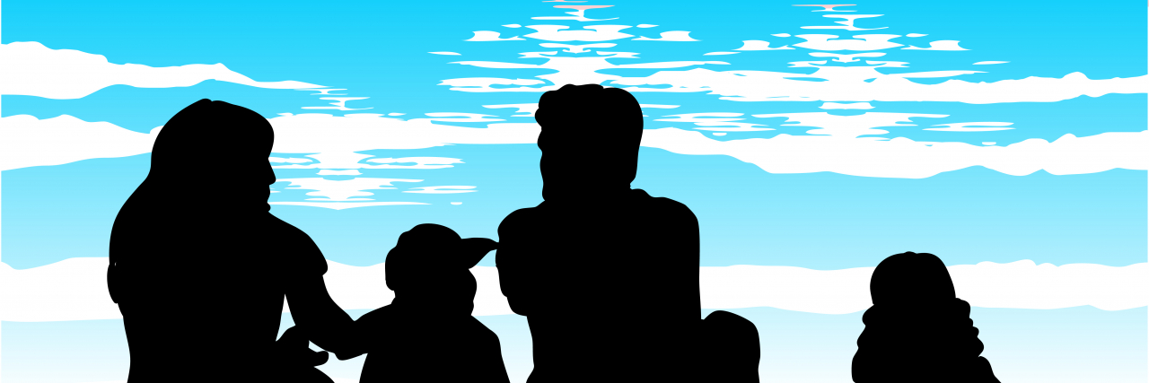 Our Family’s Odyssey With Facioscapulohumeral Muscular Dystrophy FSHD Family sitting by the ocean and watching the sunset.