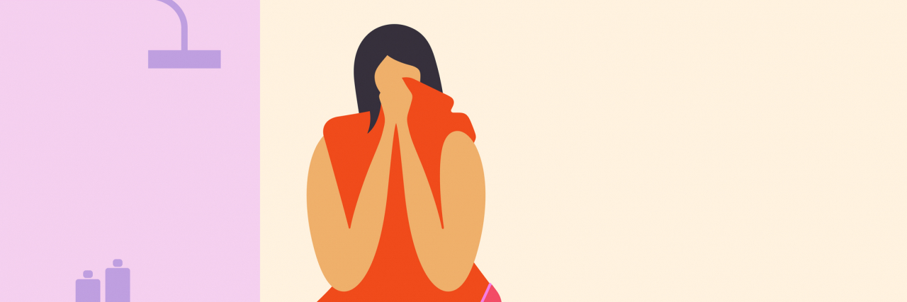 7 Hygiene Hacks for When a Shower Is Just Too Much Vector of a woman in the bathroom drying off with a towel