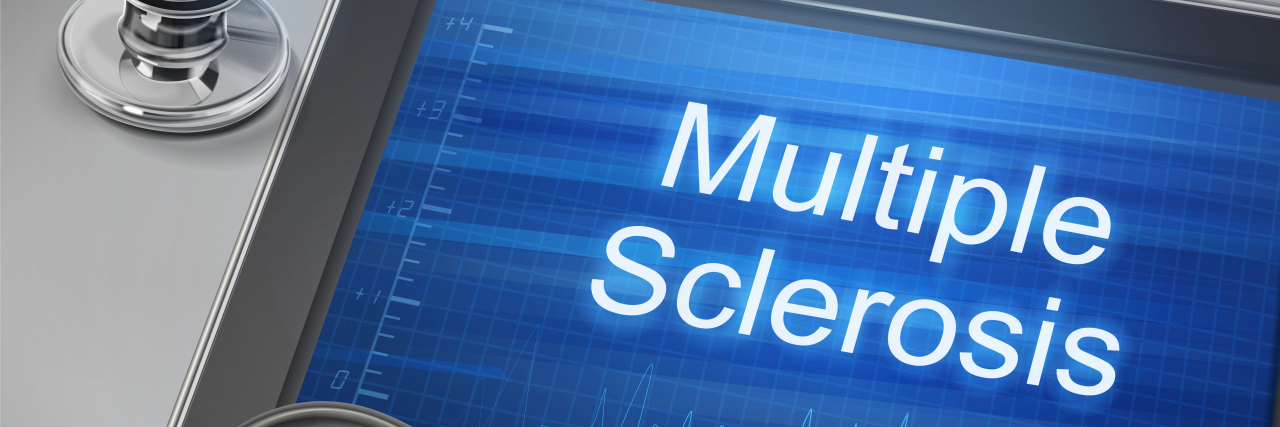 AskMe: We Asked an Expert Your Questions About Multiple Sclerosis Multiple sclerosis words displayed on tablet with stethoscope on table.