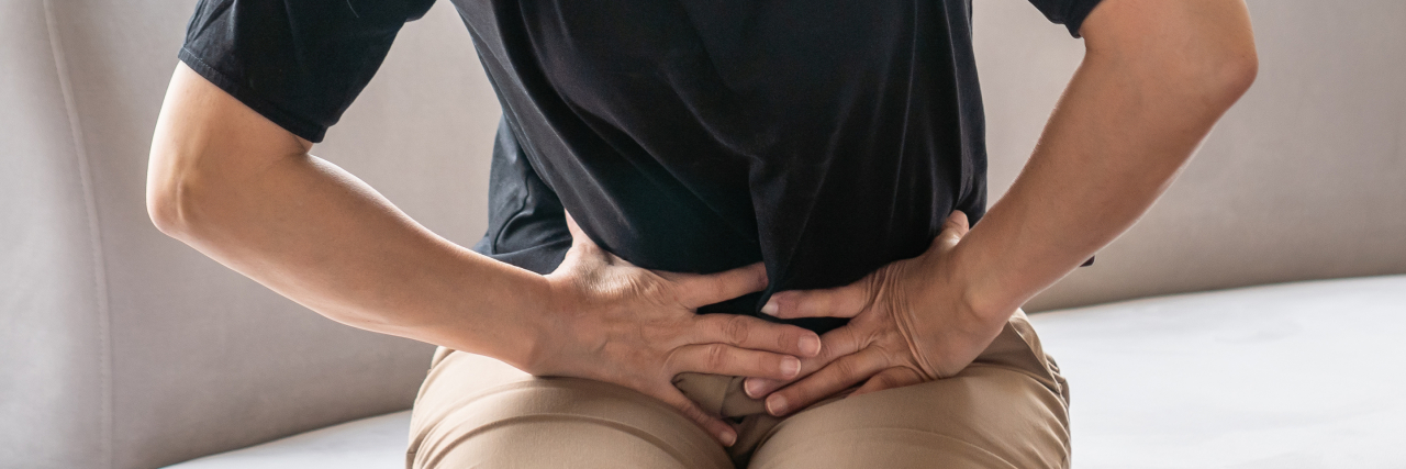 Woman with abdomninal pain.