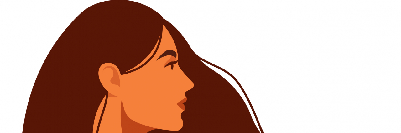 Illustration of woman with long brown hair