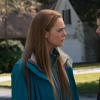 Michelle Carter and Conrad Roy III characters portrayed in The Girl From Plainville, both standing outside looking at each other intensely