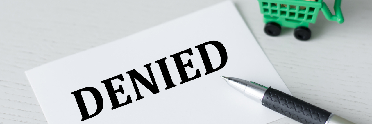 When Insurance Denies My Migraine Medication Card with the text DENIED on a white background.