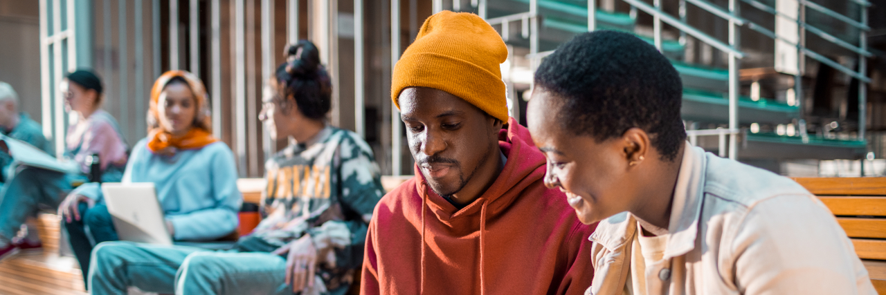 9 Great Representations of Health Conditions in the Media Close up of a group of students socializing in the lobby of the university