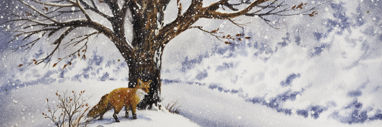 Disability Self-Advocacy: Why Is It So Hard? Watercolor of red fox in winter.