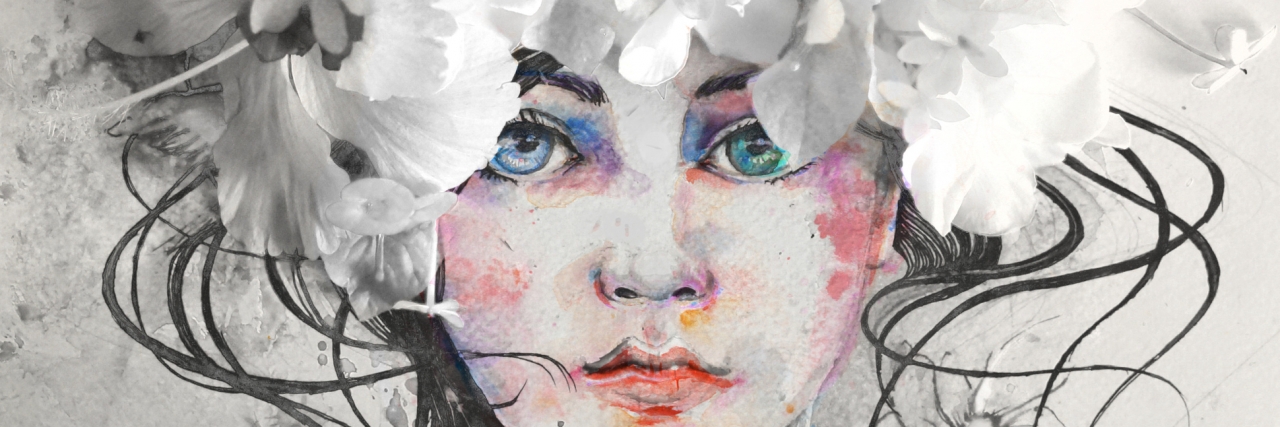 Reframing 7 Myths About Borderline Personality Disorder With the Truth Watercolor of woman's face with flowers surrounding, not smiling