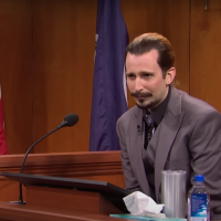 A screenshot of the Saturday Night Live cast in a skit that's making fun of Johnny Depp and Amber Heard