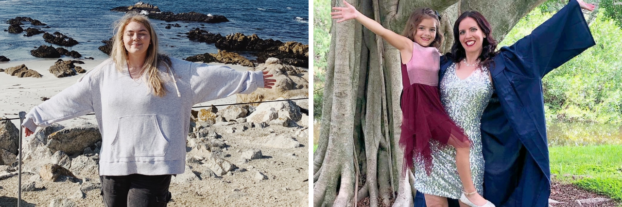 Does Ketamine Infusion Therapy for Depression Still Work Years Later? photo of Lauren Clements and Vanna Winters, holding their hands up in celebration after ketamine infusion therapy for depression and trauma helped two years later