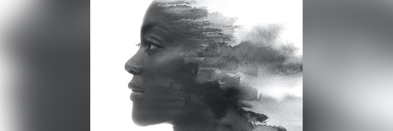 Paintography portrait of Black woman combined with paint strokes